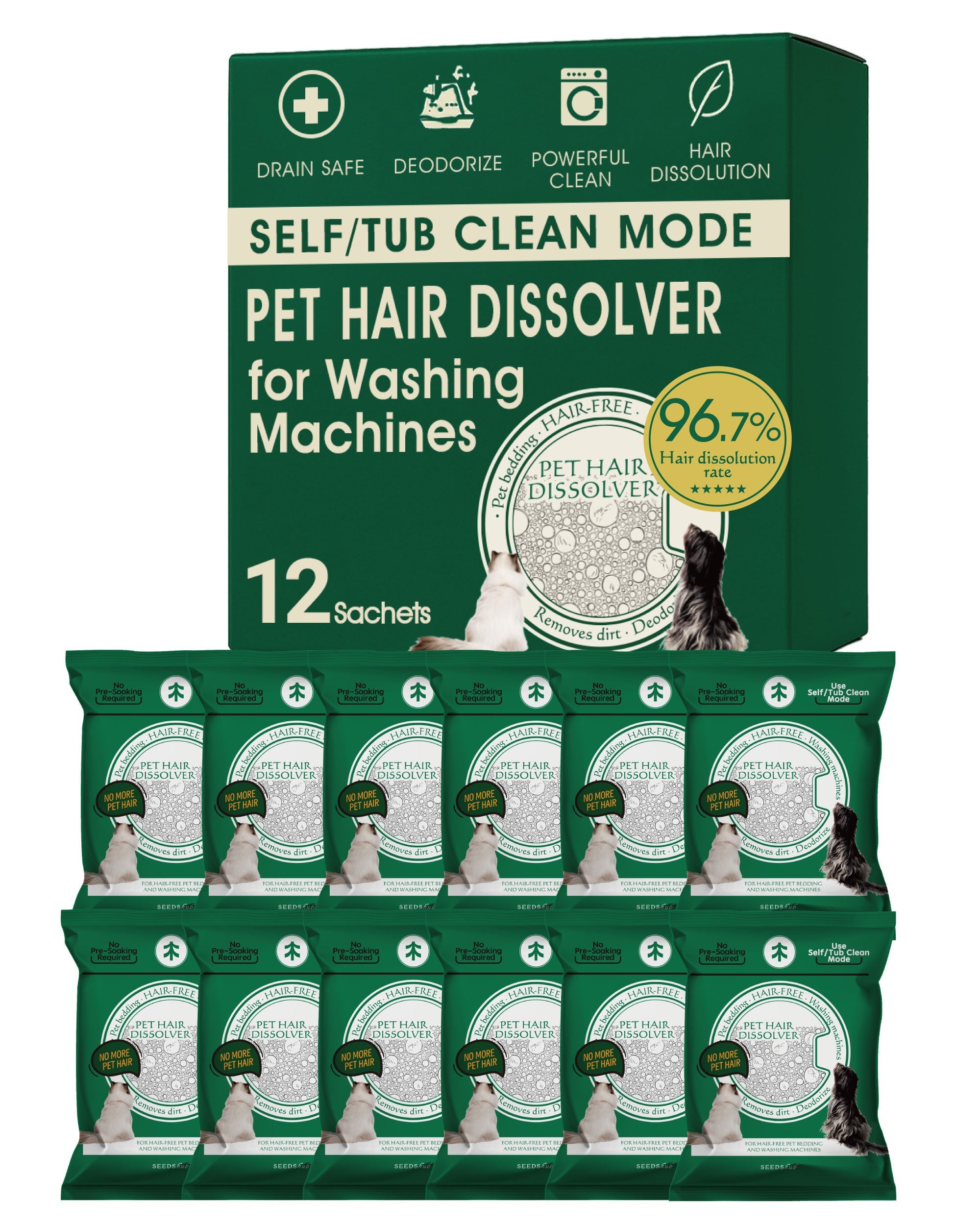Seedshub Pet Hair Dissolver 12 Sachets Seedshub