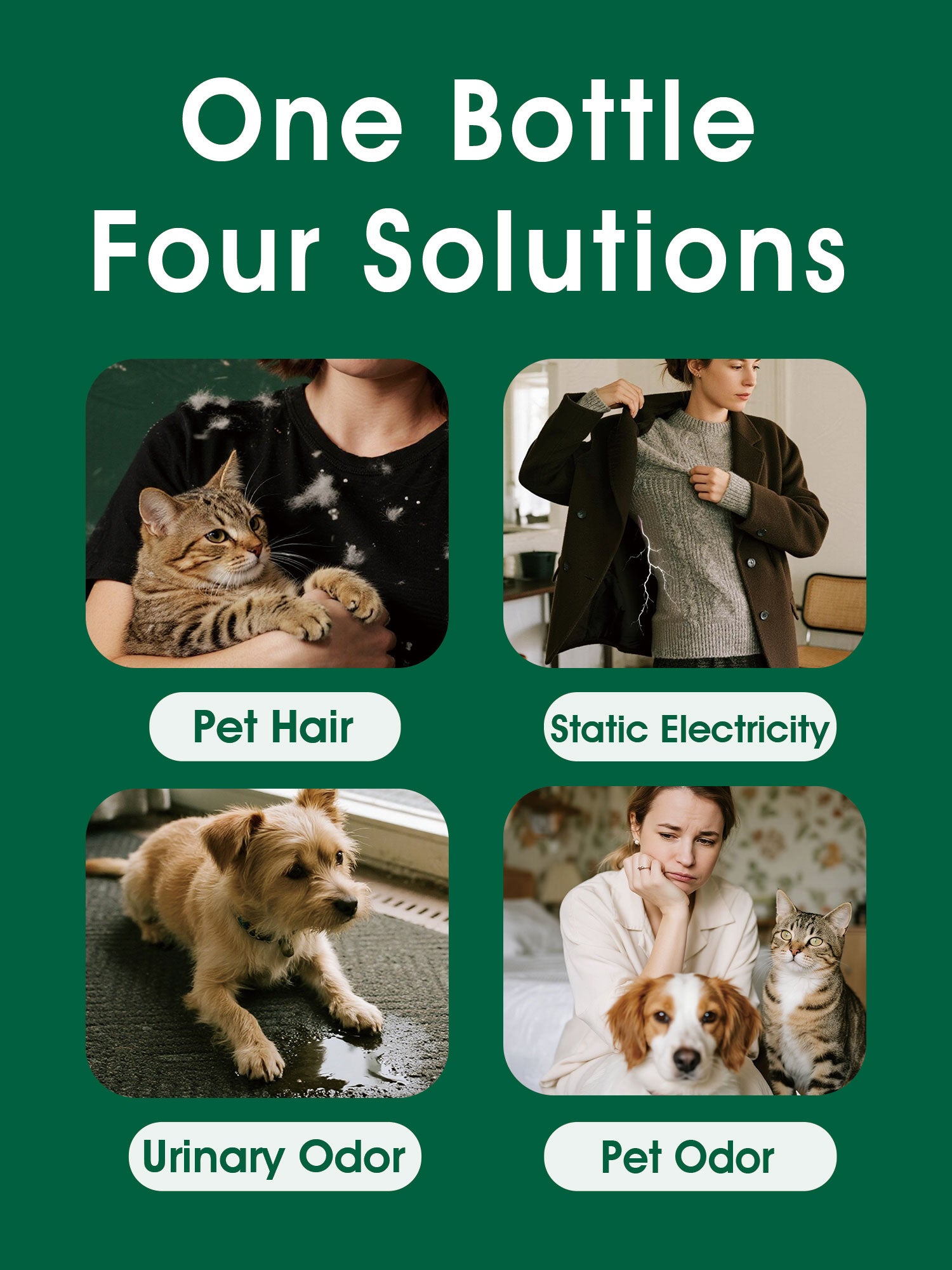 Up to 30% 3-in-1 Pet Hair Remover Spray – Dog & Cat Hair Remover, Fabric Refresher, Odor Eliminator & Anti-Static, 6.76 Ounces (Pack of 2)