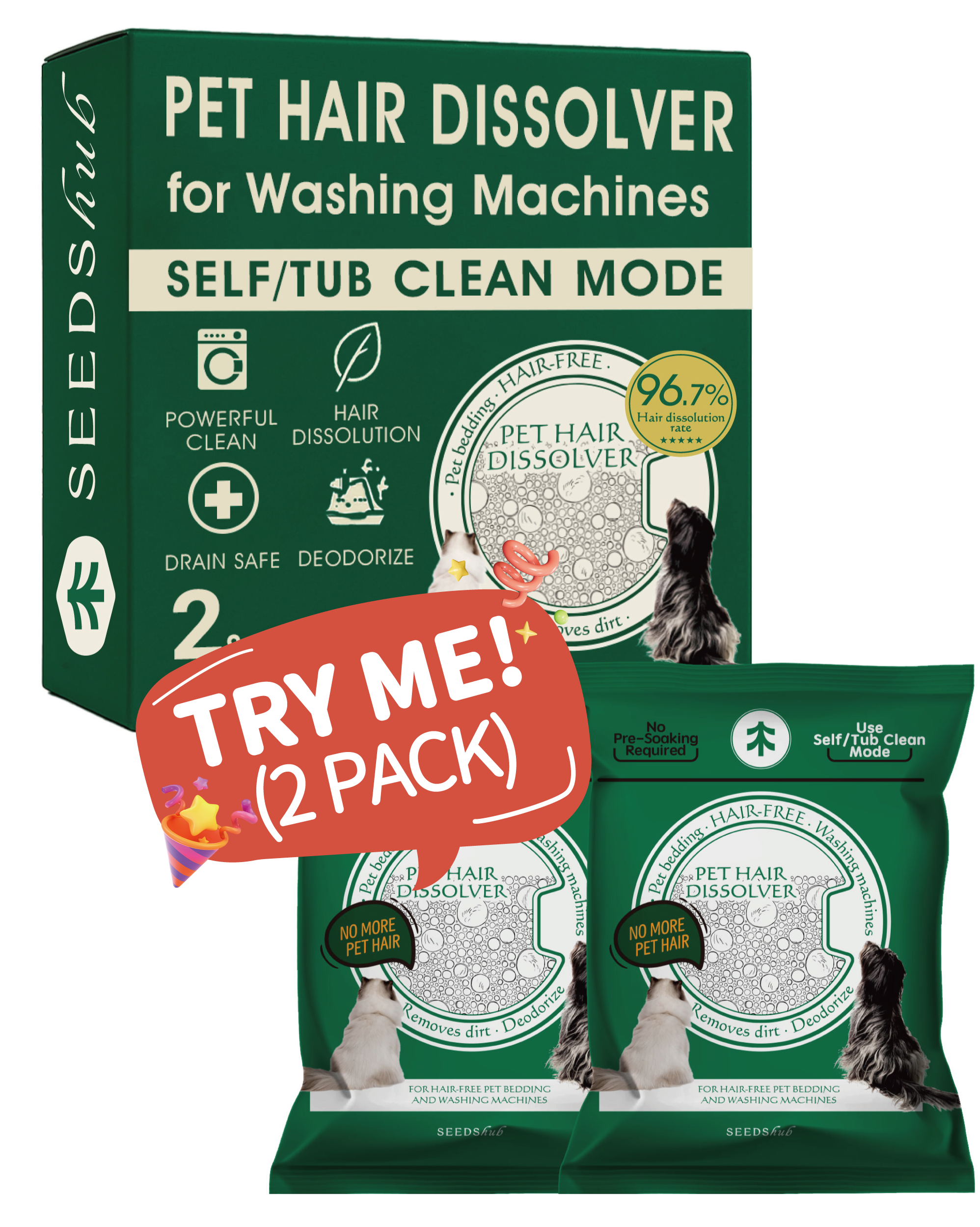 Seedshub Pet Hair Dissolver 2 Sachets