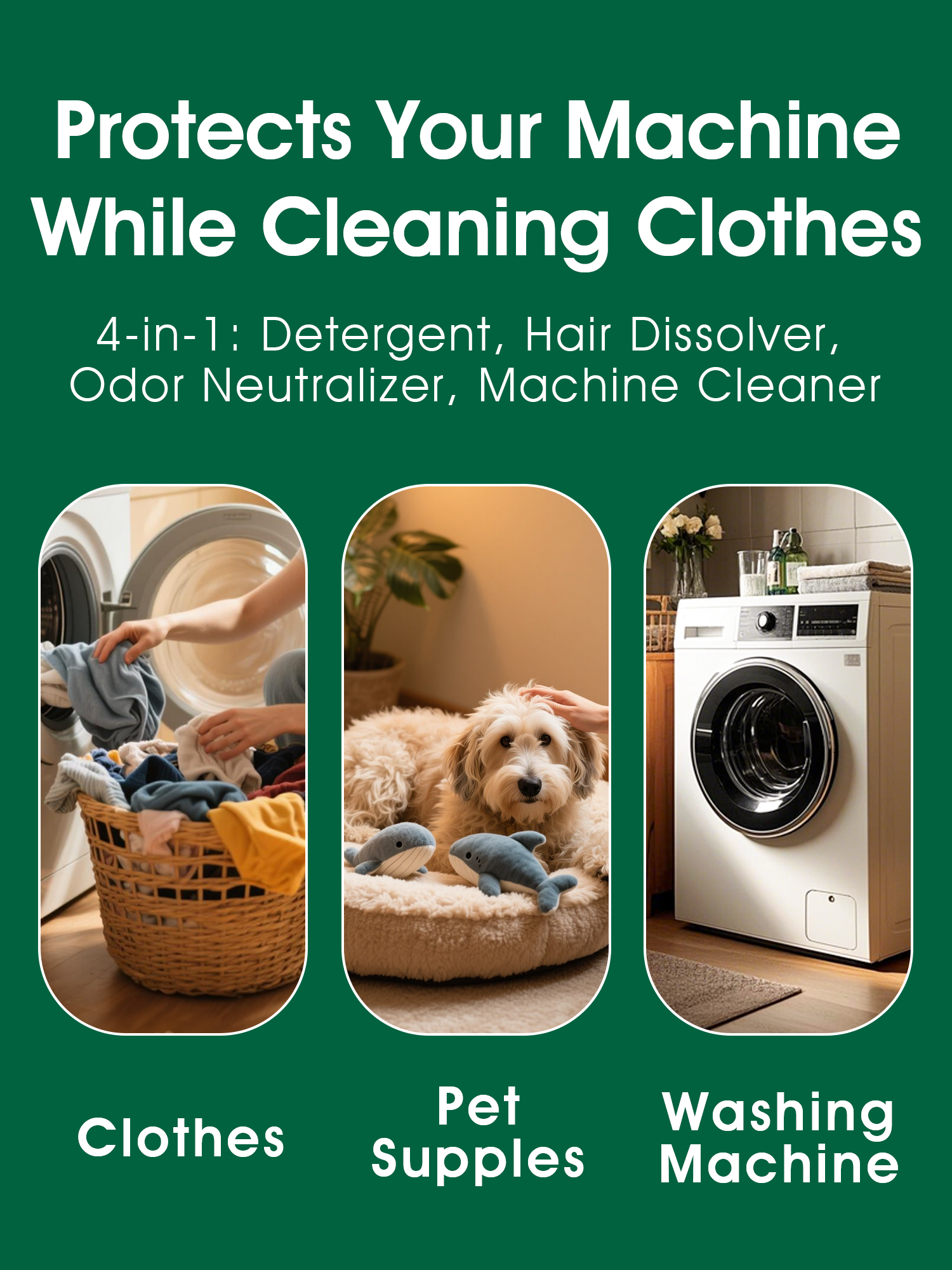 Seedshub Pet Hair Remover for Laundry Powder- Dog & Cat, 96.7% Hair Dissolution, Detergent + Stain Remover Seedshub