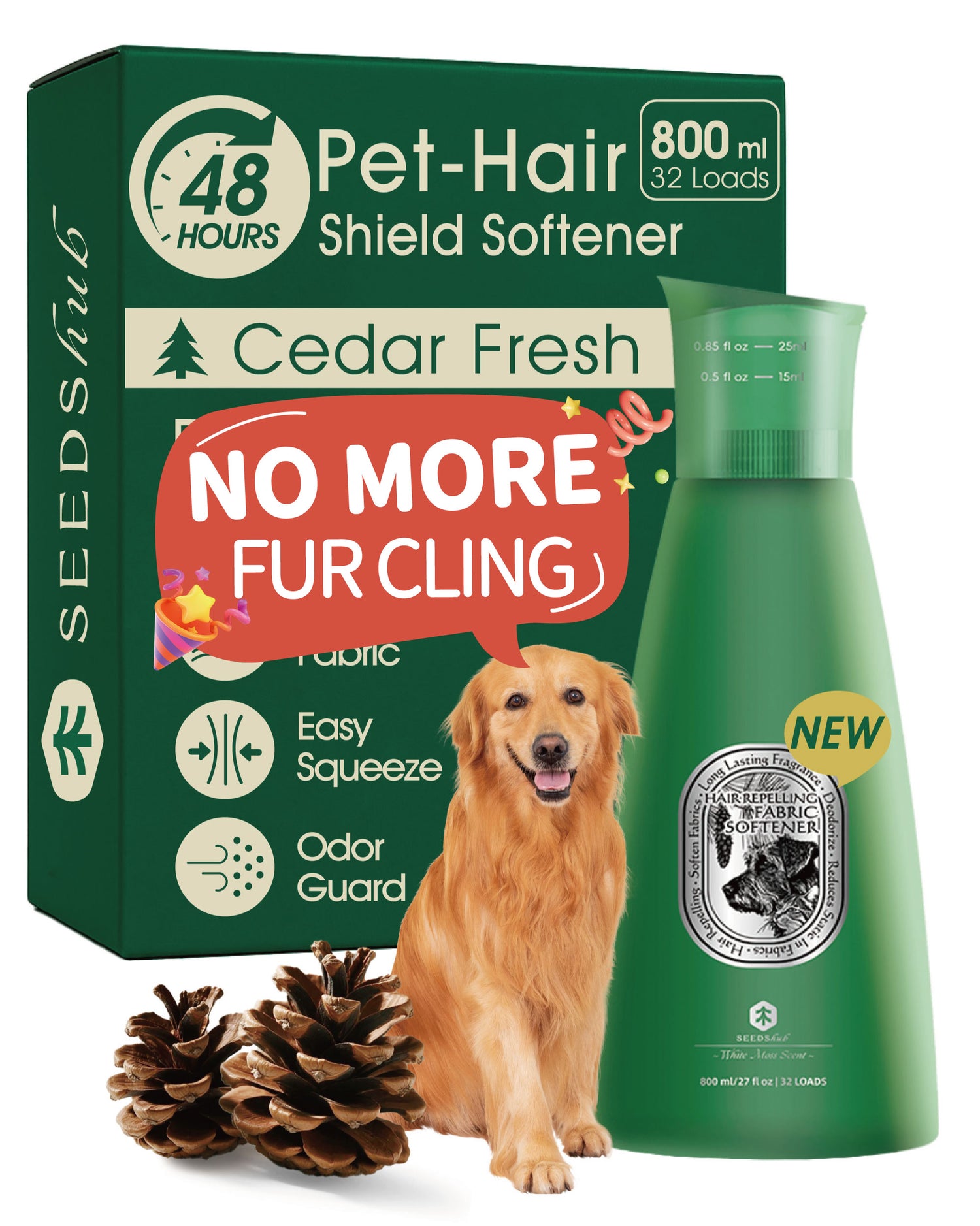 Up to 30% Fabric Softener Liquid(Non-Dissolving) + Stain Remover, Removes Residue & Odors, Cedar Scent