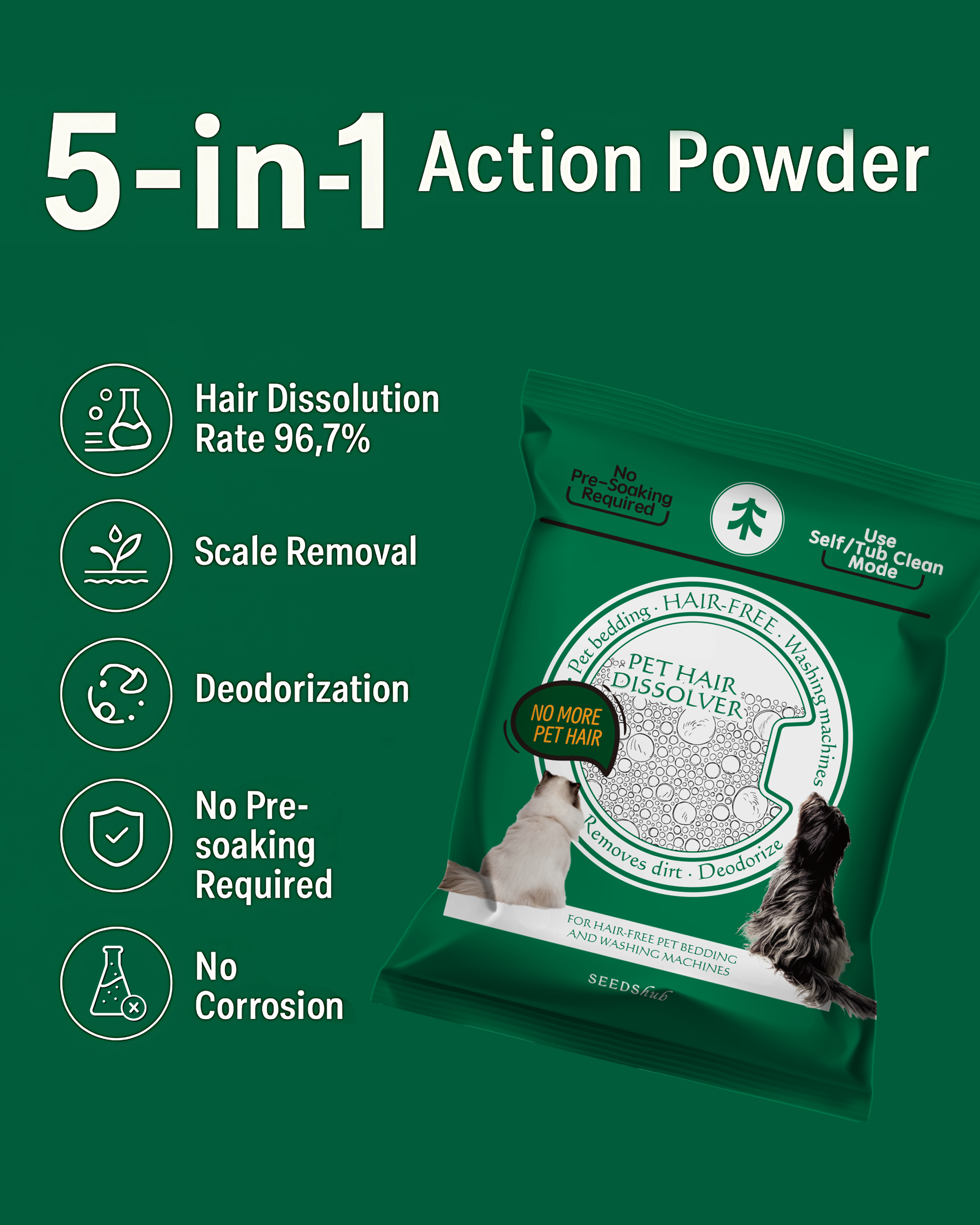 Up to 30% Pet Hair Dissolver for Washing Machine Pack of 6, Pet Hair Remover for Laundry , 96.7% Dissolution Rate, Dog&Cat Hair Remover